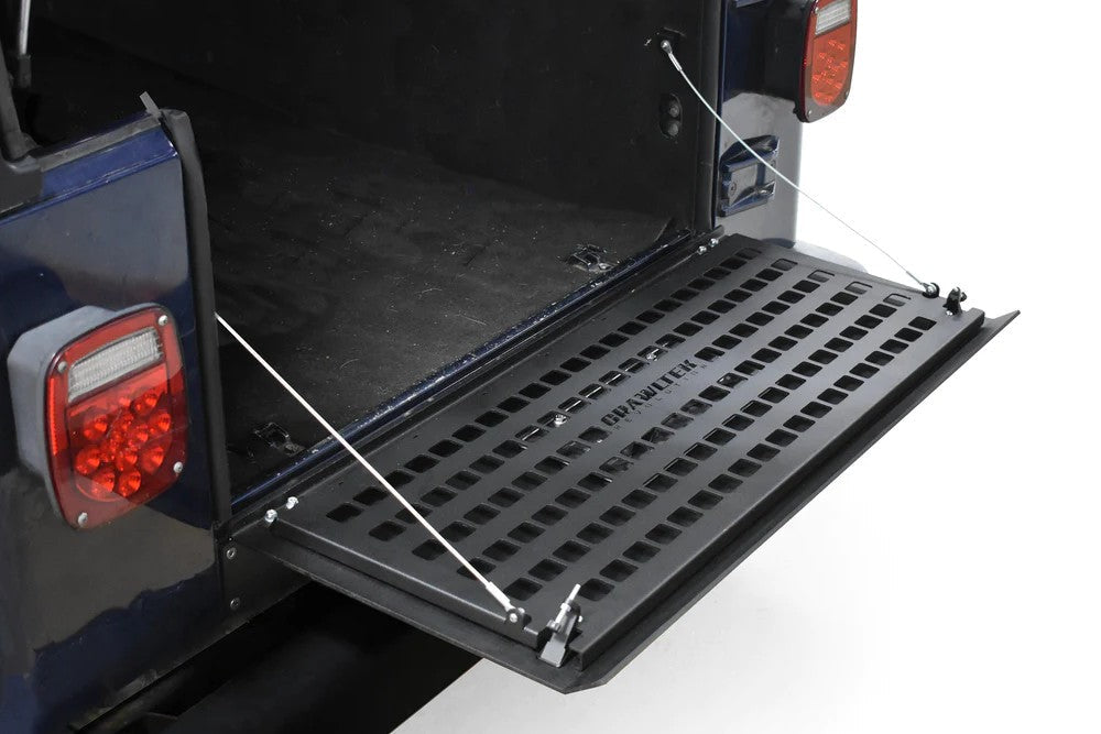 CrawlTek Drop Down Tailgate with Molle Rack | Jeep Wrangler YJ/TJ