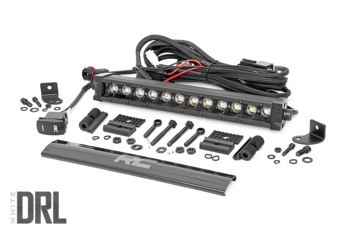 Rough Country (70712BLDRL) Black Series LED Light Bar | Cool White DRL | 12 Inch | Single Row