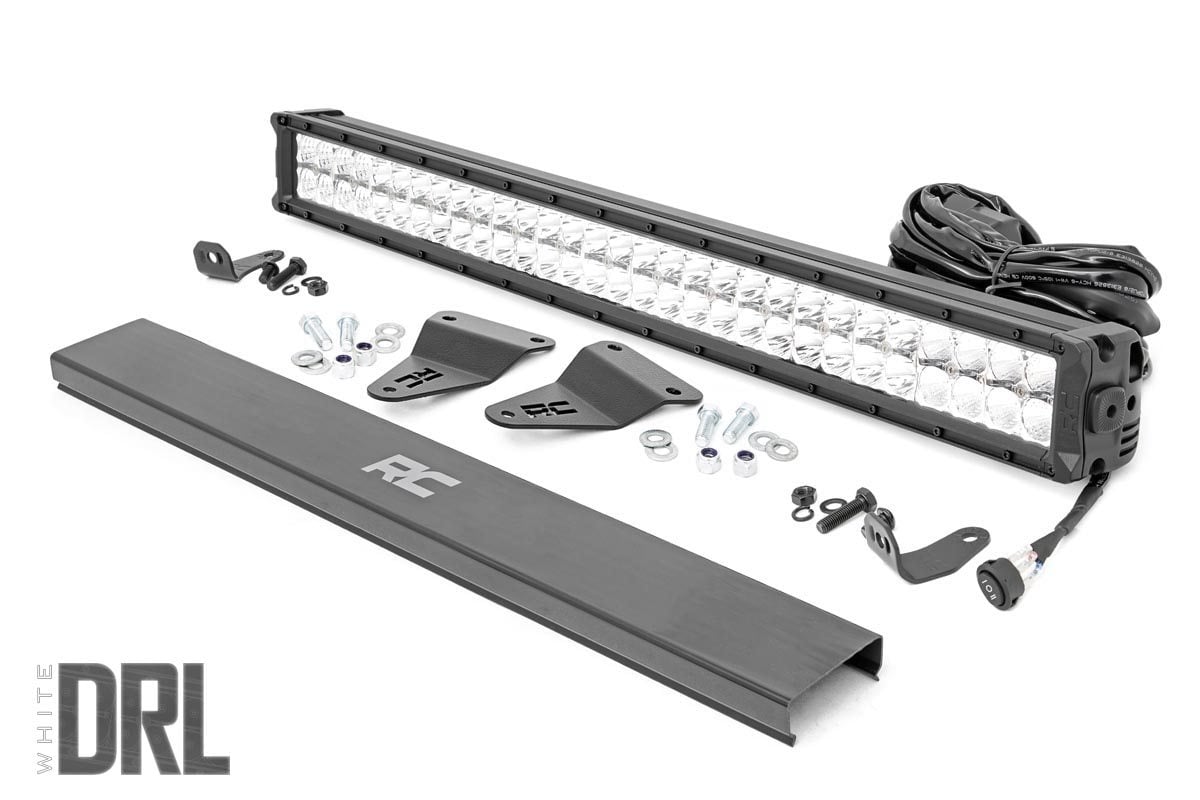 Rough Country (70788) LED Light Kit | Bumper Mount | 30" Chrome Dual Row | White DRL | Toyota 4Runner (14-20)
