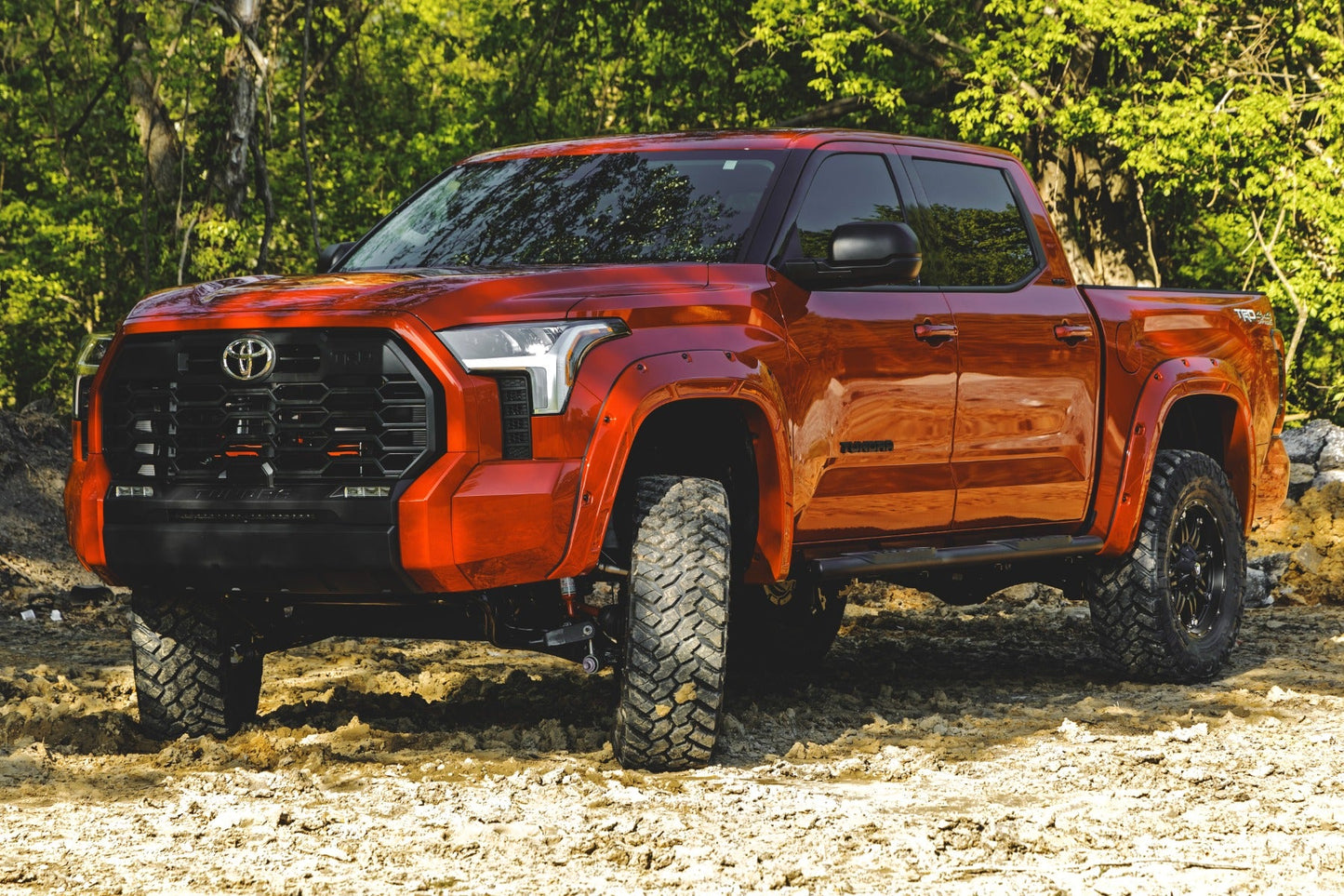 Rough Country (21014) Oval Nerf Steps | Crew Cab | Black | Toyota Tundra 2WD/4WD (22-24)