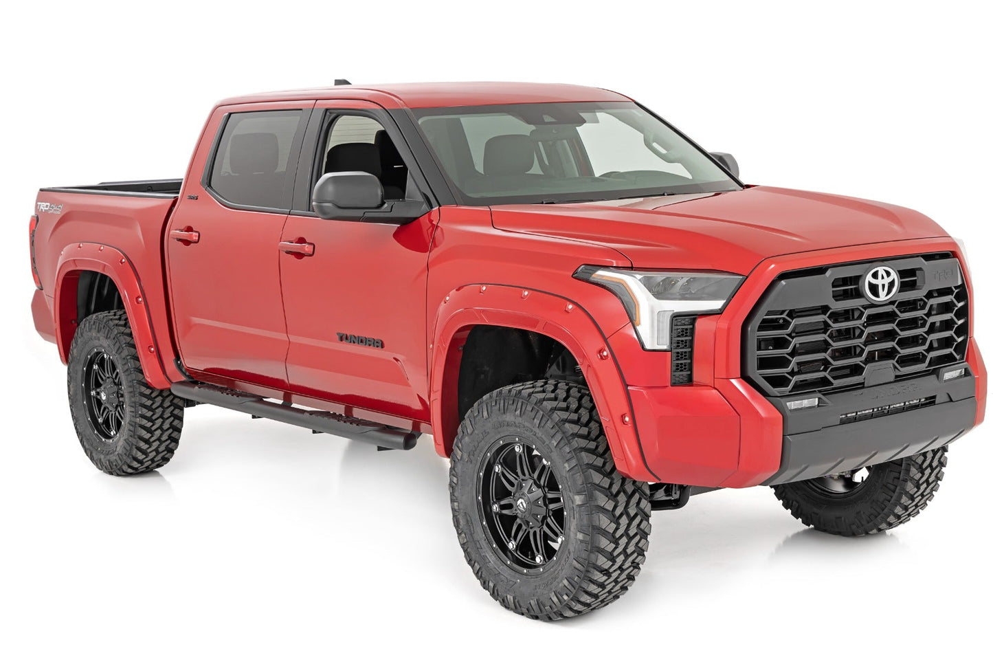 Rough Country (21014) Oval Nerf Steps | Crew Cab | Black | Toyota Tundra 2WD/4WD (22-24)
