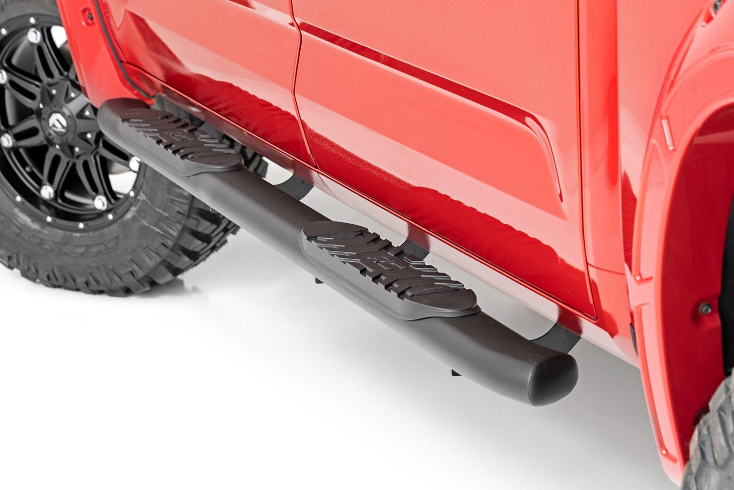 Rough Country (21014) Oval Nerf Steps | Crew Cab | Black | Toyota Tundra 2WD/4WD (22-24)