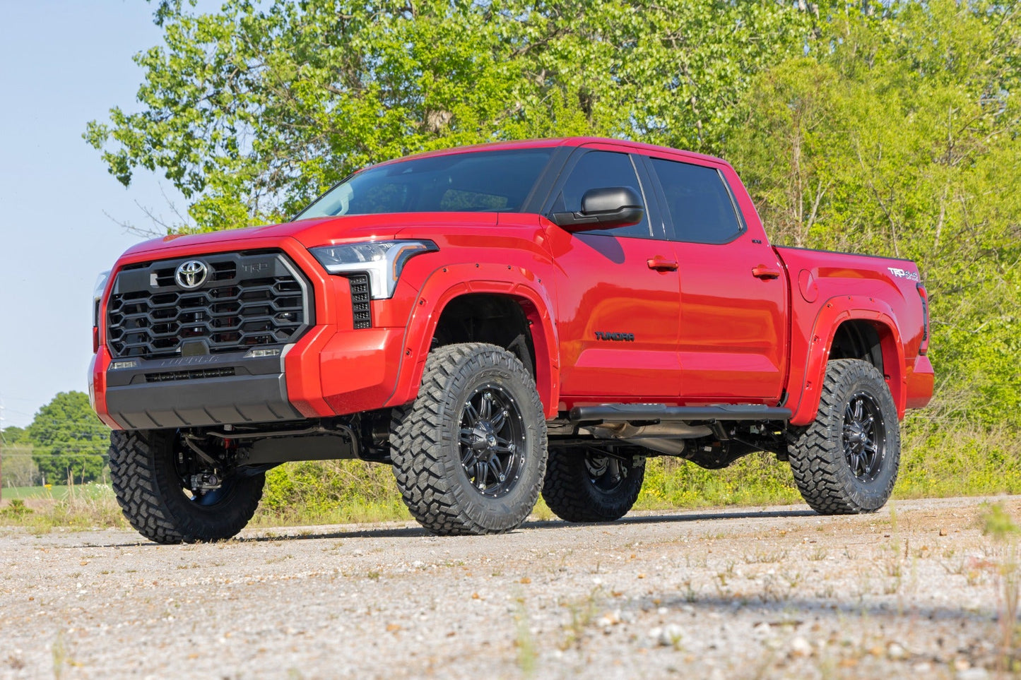 Rough Country (21014) Oval Nerf Steps | Crew Cab | Black | Toyota Tundra 2WD/4WD (22-24)