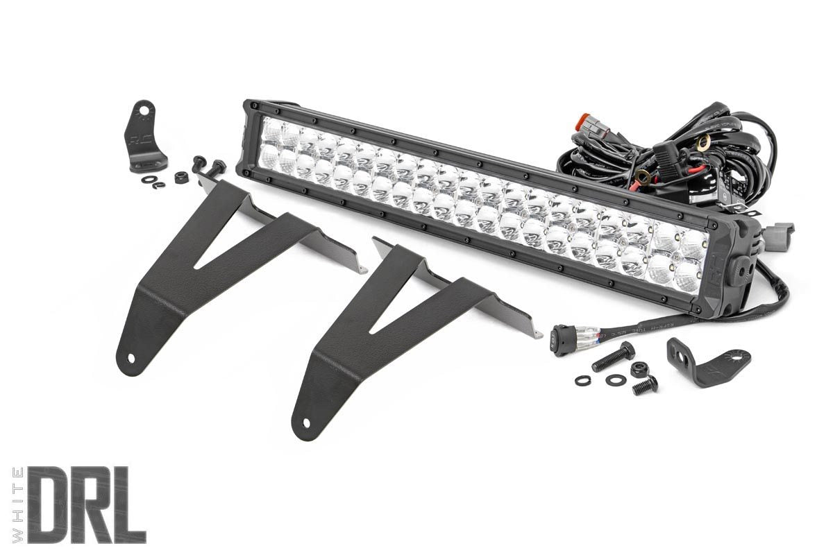 Rough Country (70780) LED Light Kit | Bumper Mount | 20" Chrome Dual Row | White DRL | Ram 1500 (19-23)