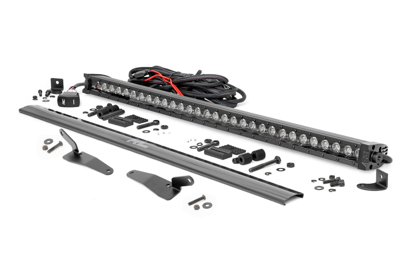 Rough Country (93161) 30" Single Row Light Mount | Front | Black Series | White DRL | Polaris RZR Turbo R 4WD
