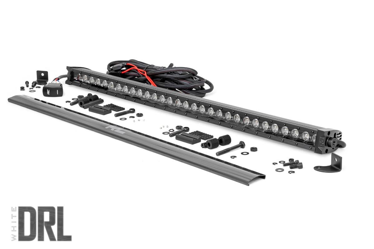 Rough Country (70730BLDRL) Black Series LED Light Bar | Cool White DRL | 30 Inch | Single Row