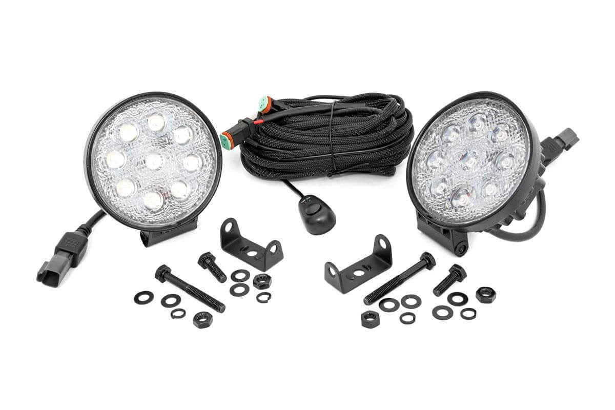 Rough Country (70804) Chrome Series LED Light Pair | 4 Inch | Round