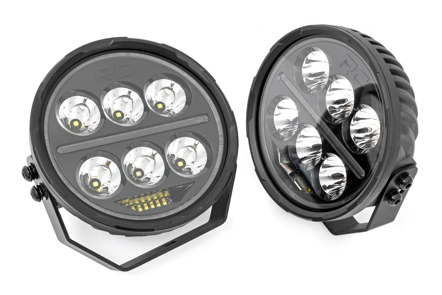 Rough Country (70805A) Black Series Halo LED Light Pair | White/Amber DRL | 6.5 Inch | Round
