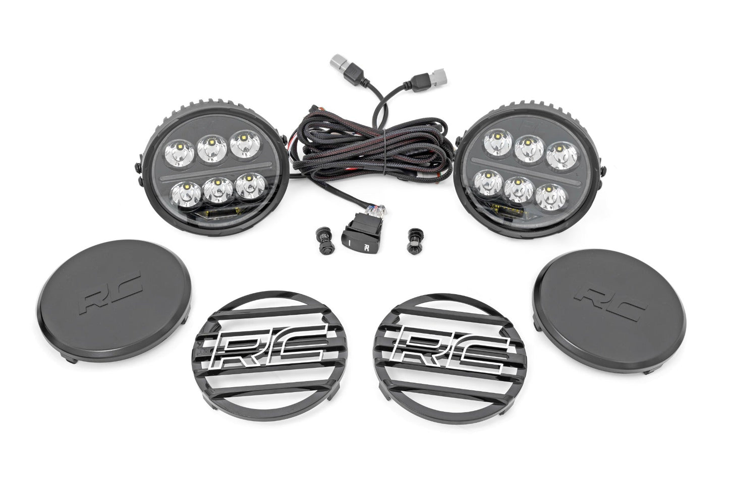 Rough Country (70805A) Black Series Halo LED Light Pair | White/Amber DRL | 6.5 Inch | Round