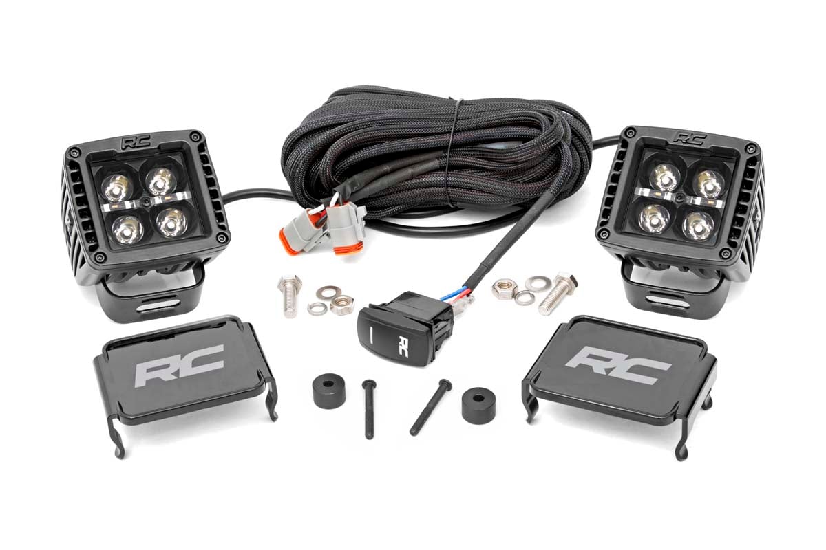 Rough Country (70060) Jeep 2-inch LED Cube Easy-Mount Kit - Black Series w/ Amber DRL (18-21 Wrangler JL / 20-21 Gladiator)