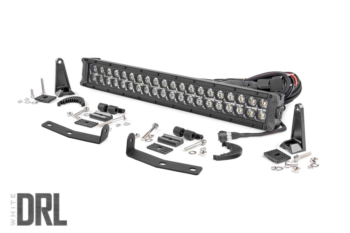 Rough Country (70645DRL) LED Light Kit | Bumper Mount | 20" Black Dual Row | White DRL | Nissan Titan XD (16-23)