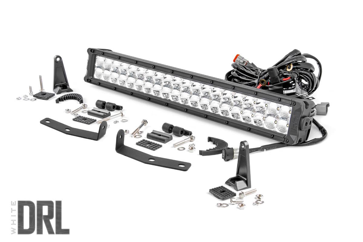 Rough Country (70646DRL) LED Light Kit | Bumper Mount | 20" Chrome Dual Row | White DRL | Nissan Titan XD (16-23)