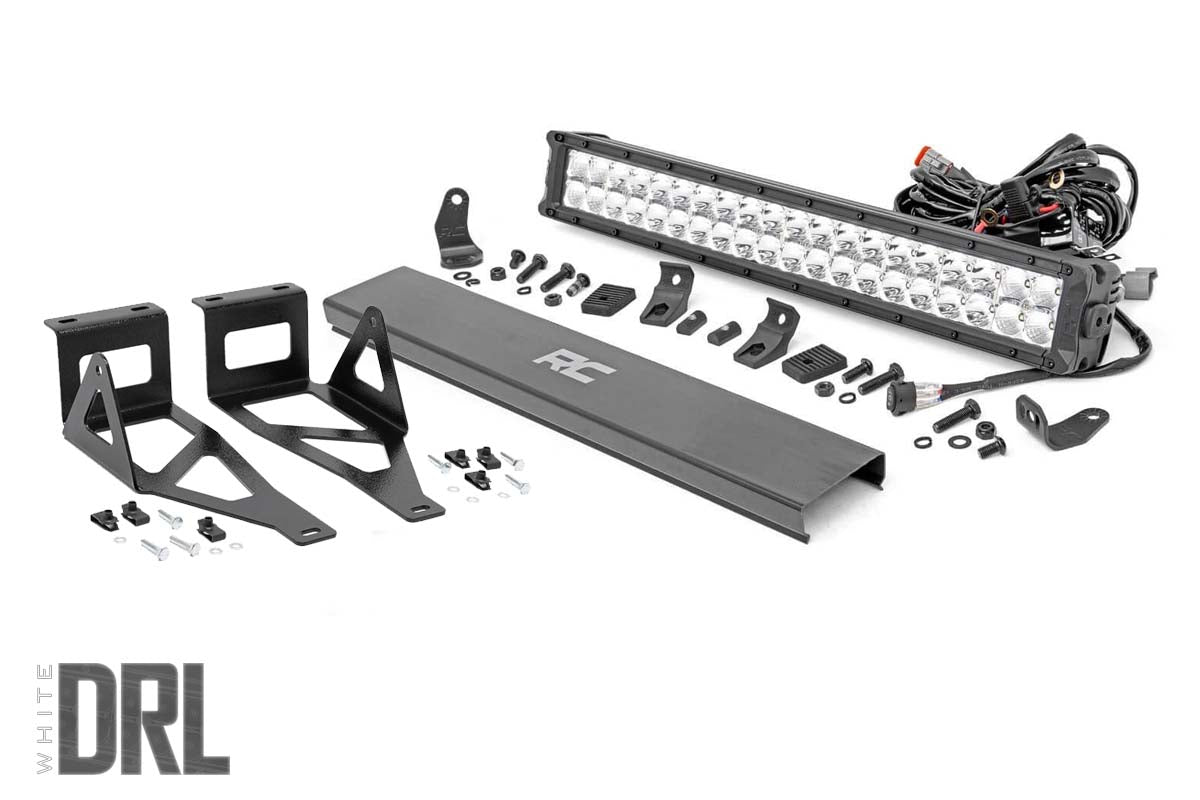 Rough Country (70664DRL) LED Light Kit | Bumper Mount | 20" Chrome Dual Row | White DRL | Ford Super Duty (05-07)
