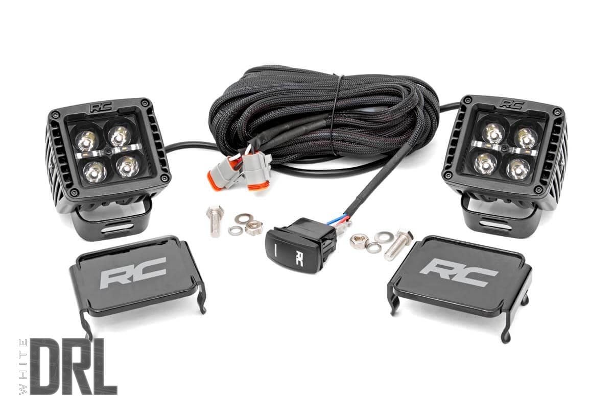 Rough Country (70903BLKDRL) Black Series LED Light Pair | 2 Inch | White DRL