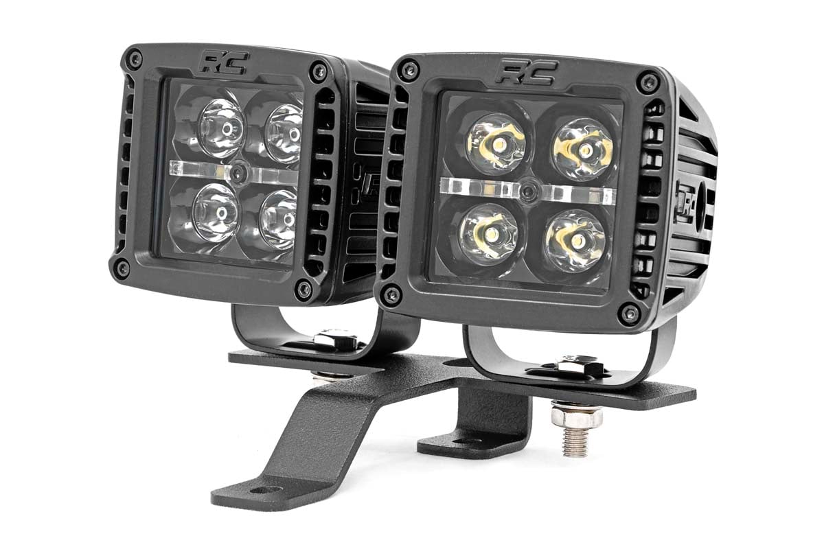 Rough Country (70823) Jeep Quad LED Light Pod Kit - Black Series w/ Amber DRL (18-22 JL / 20-22 Gladiator)