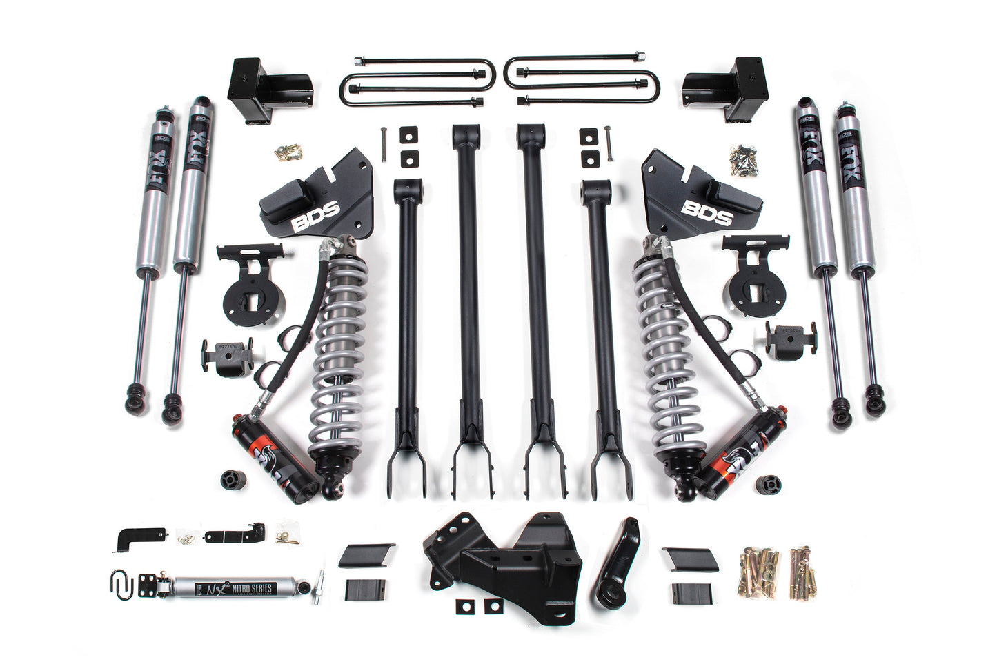 BDS Suspension 4 Inch Lift Kit w/ 4-Link | FOX 2.5 Performance Elite Coil-Over Conversion | Ford F250/F350 Super Duty (17-19) 4WD | Diesel