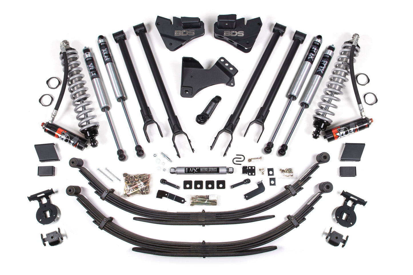 BDS Suspension 4 Inch Lift Kit w/ 4-Link | FOX 2.5 Performance Elite Coil-Over Conversion | Ford F250/F350 Super Duty (17-19) 4WD | Diesel