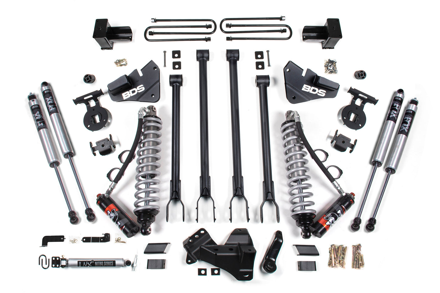 BDS Suspension 4 Inch Lift Kit w/ 4-Link | FOX 2.5 Performance Elite Coil-Over Conversion | Ford F350 Super Duty DRW (17-19) 4WD | Diesel