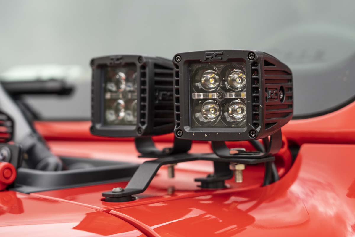 Rough Country (70823) Jeep Quad LED Light Pod Kit - Black Series w/ Amber DRL (18-22 JL / 20-22 Gladiator)