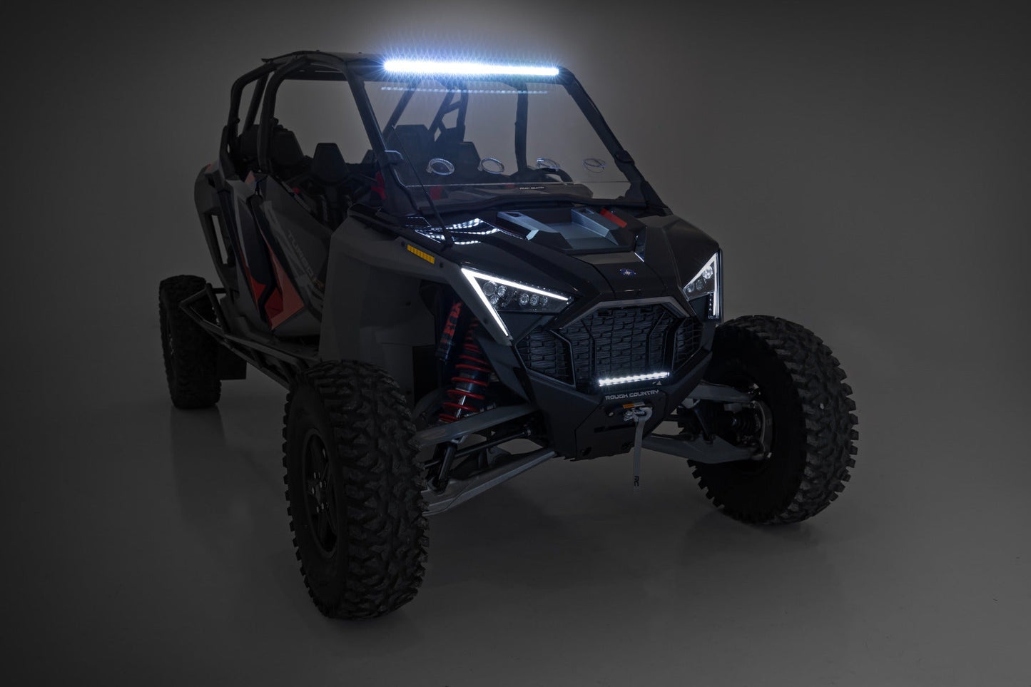 Rough Country (93161) 30" Single Row Light Mount | Front | Black Series | White DRL | Polaris RZR Turbo R 4WD