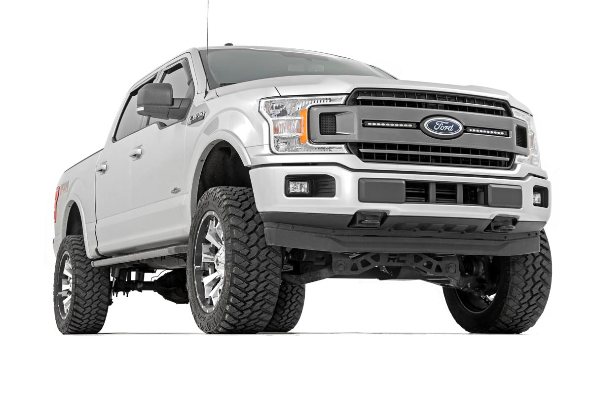 Rough Country (70809) LED Light Kit | Grille Mount | 10" Chrome Slimline Pair | Ford F-150 (18-20)
