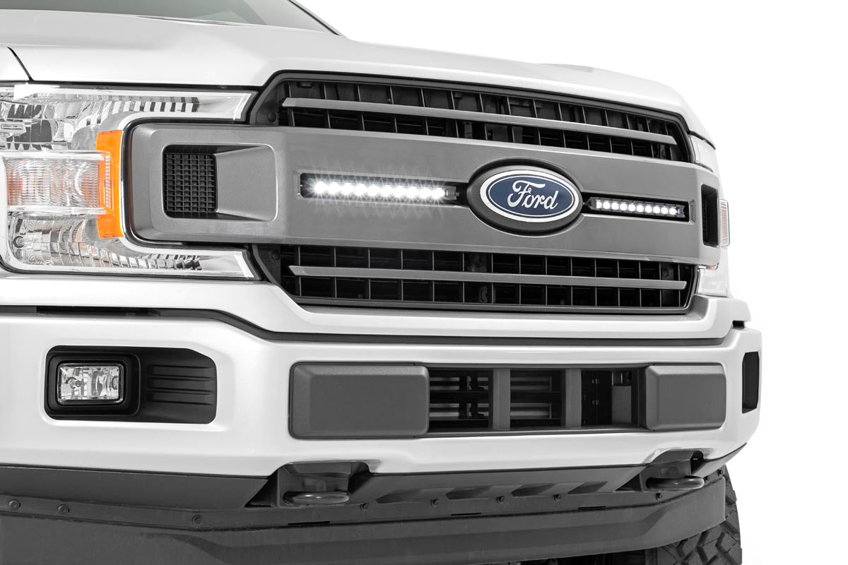 Rough Country (70809) LED Light Kit | Grille Mount | 10" Chrome Slimline Pair | Ford F-150 (18-20)