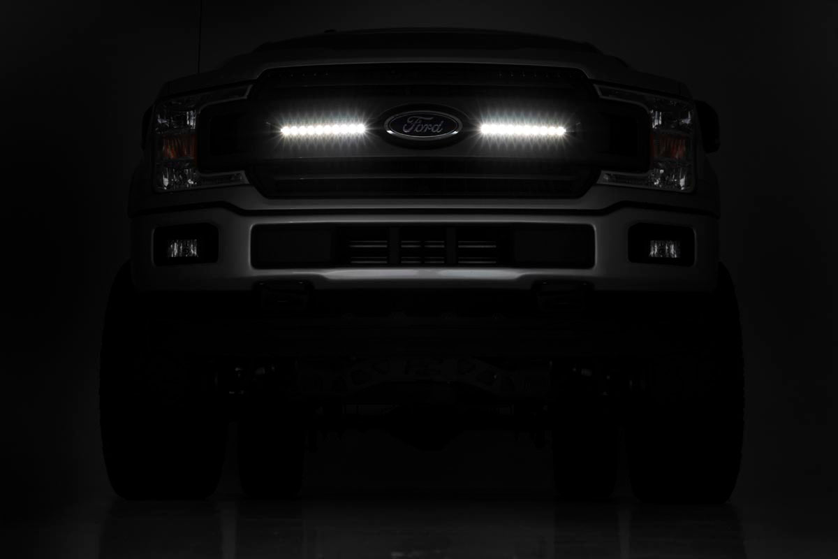 Rough Country (70809) LED Light Kit | Grille Mount | 10" Chrome Slimline Pair | Ford F-150 (18-20)