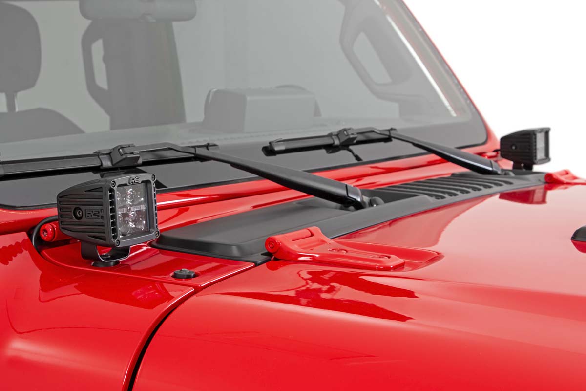 Rough Country (70060) Jeep 2-inch LED Cube Easy-Mount Kit - Black Series w/ Amber DRL (18-21 Wrangler JL / 20-21 Gladiator)