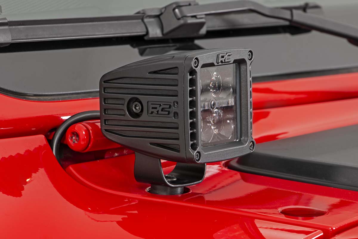 Rough Country (70060) Jeep 2-inch LED Cube Easy-Mount Kit - Black Series w/ Amber DRL (18-21 Wrangler JL / 20-21 Gladiator)