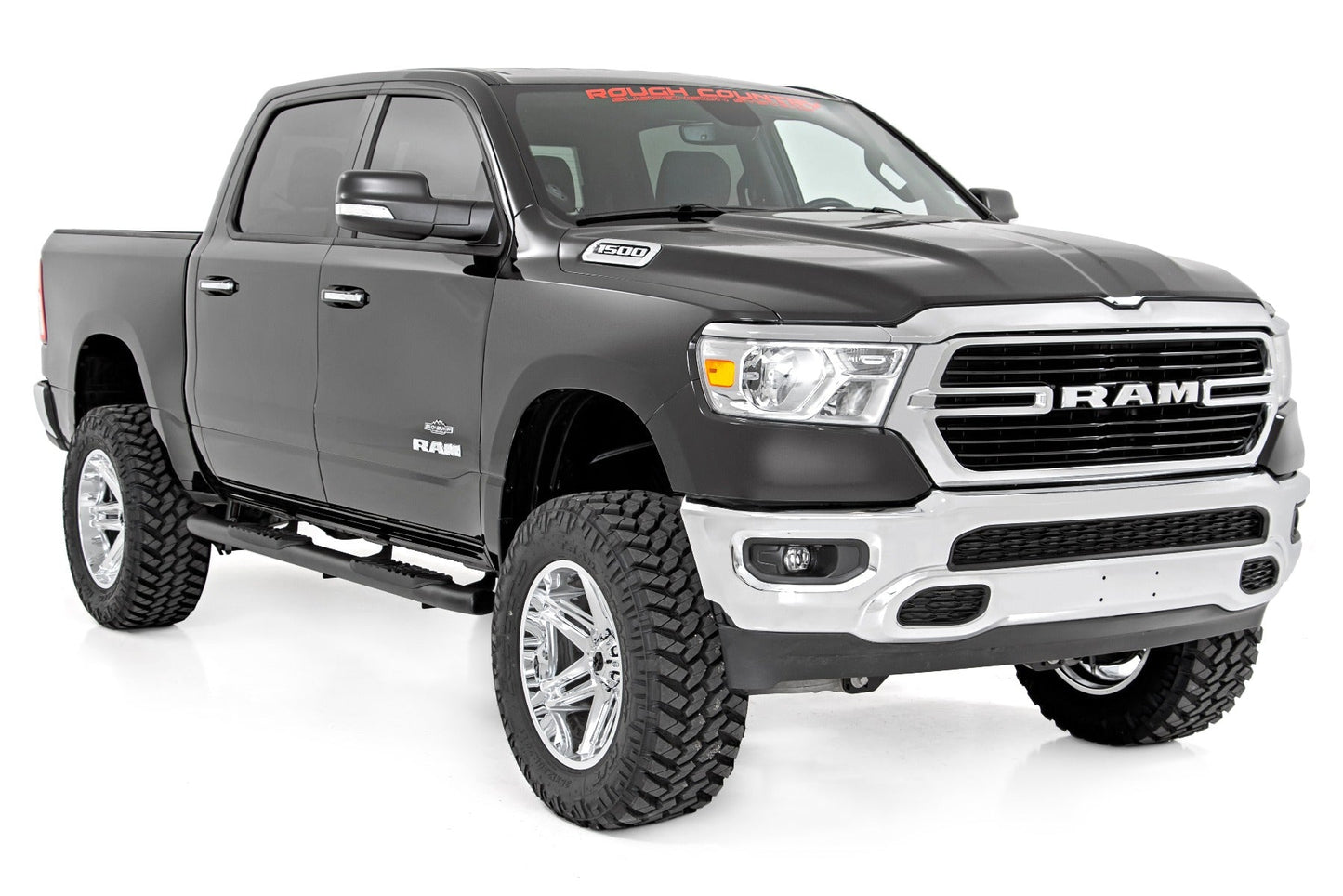 Rough Country (21004) Oval Nerf Step | Crew Cab | Black | Ram 1500 2WD/4WD (2019-2023)
