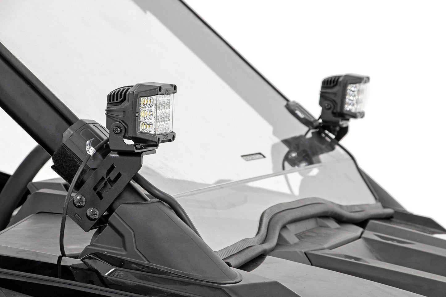 Rough Country (93078) LED Light | A Pillar Mount | 2" Chrome Pair | Wide Angle | Polaris RZR PRO XP