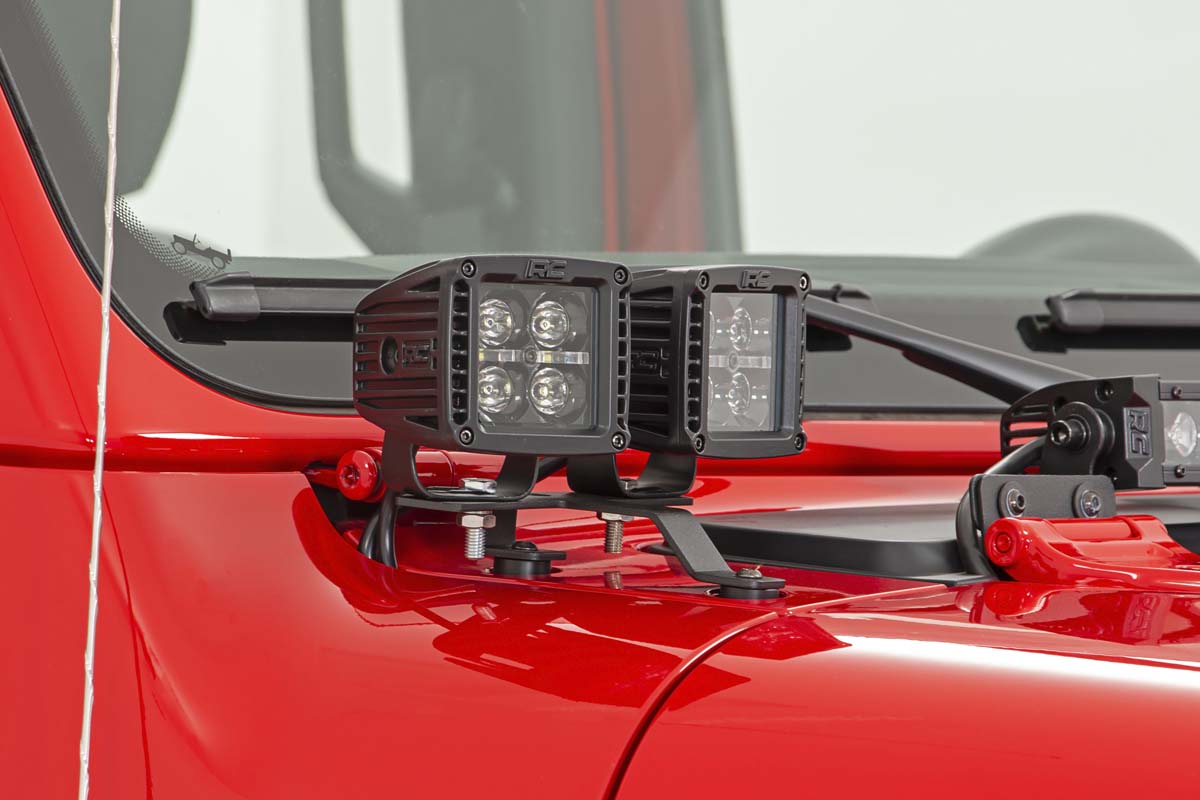 Rough Country (70823) Jeep Quad LED Light Pod Kit - Black Series w/ Amber DRL (18-22 JL / 20-22 Gladiator)