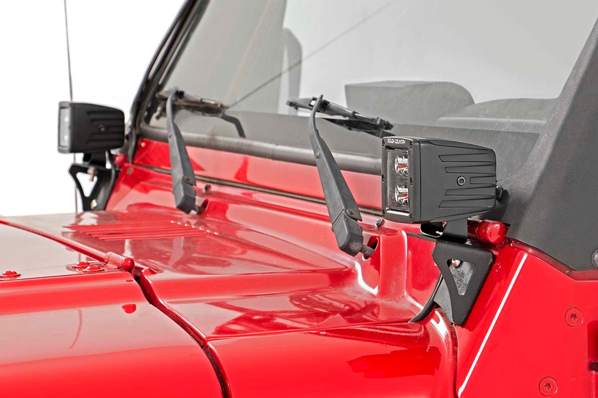 Rough Country (6003) Light Mounts | Lower Windshield | Jeep Wrangler TJ 4WD (1997-2006)