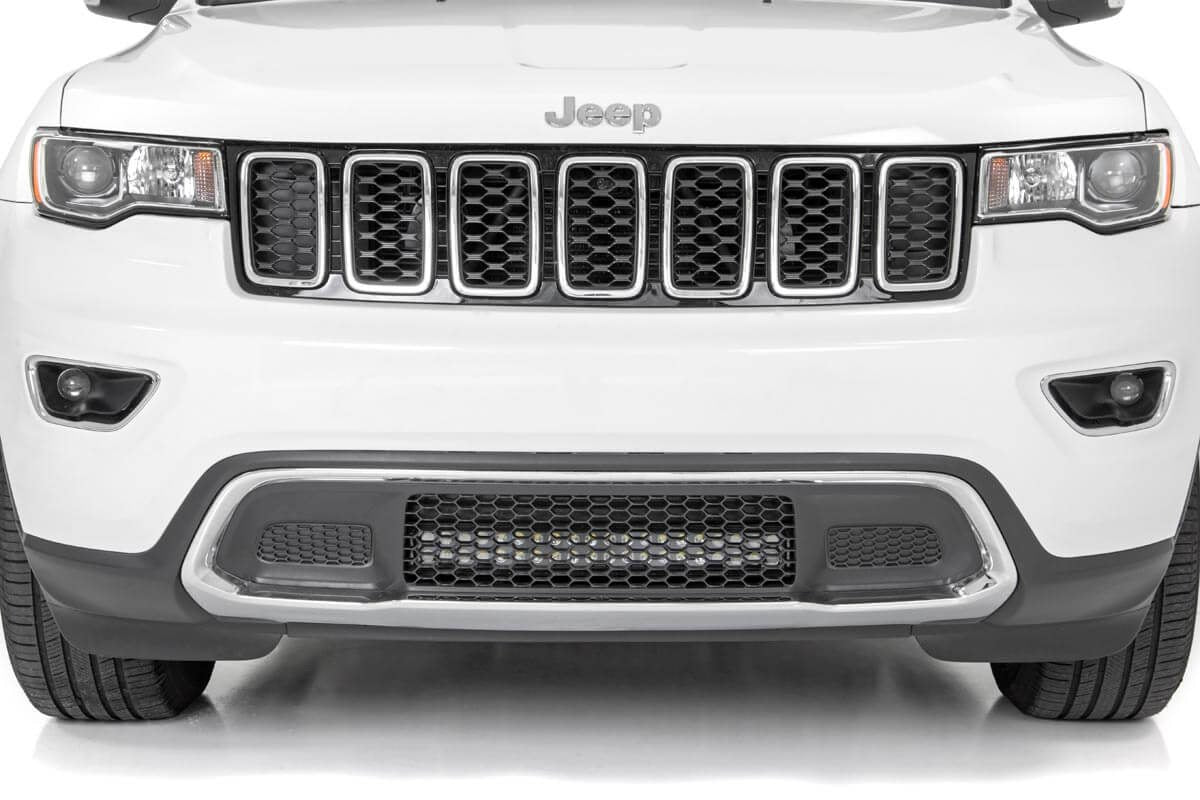 Rough Country (70773DRL) LED Light Kit | Bumper Mount | 20" Black Dual Row | White DRL | Jeep Grand Cherokee WK2 (11-20)