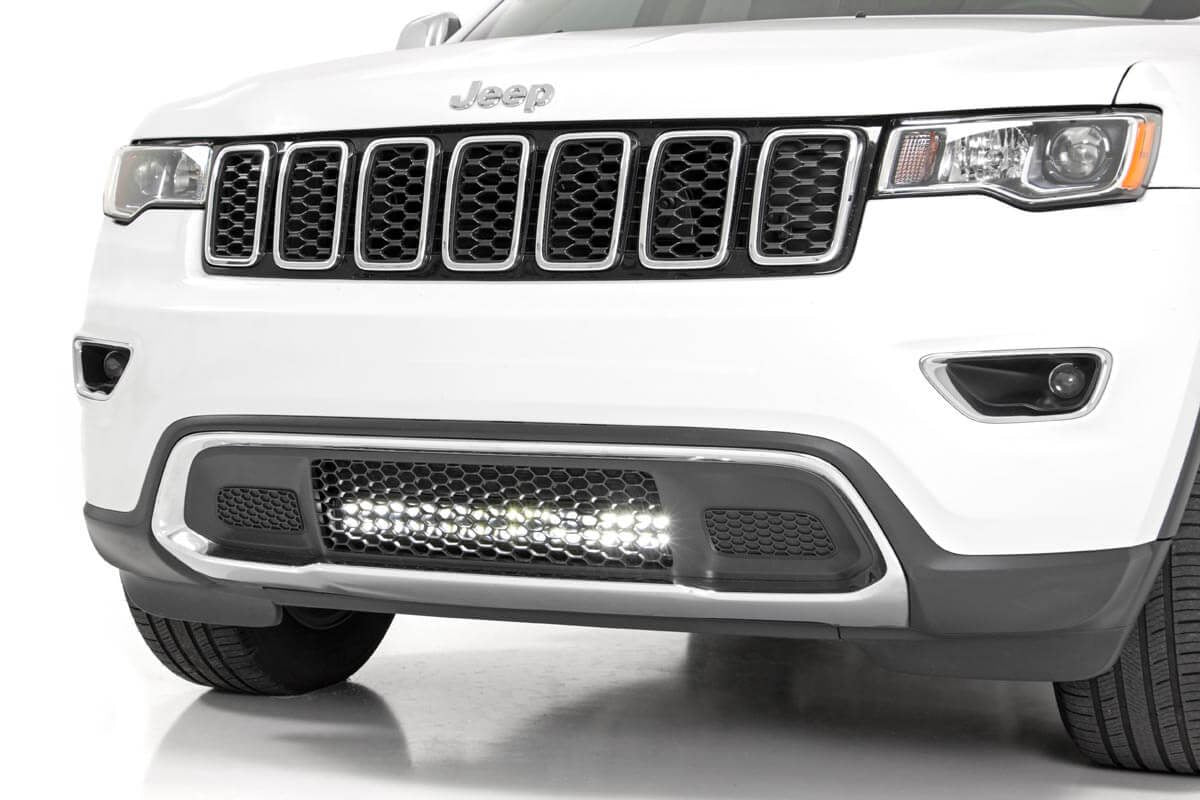 Rough Country (70773DRL) LED Light Kit | Bumper Mount | 20" Black Dual Row | White DRL | Jeep Grand Cherokee WK2 (11-20)