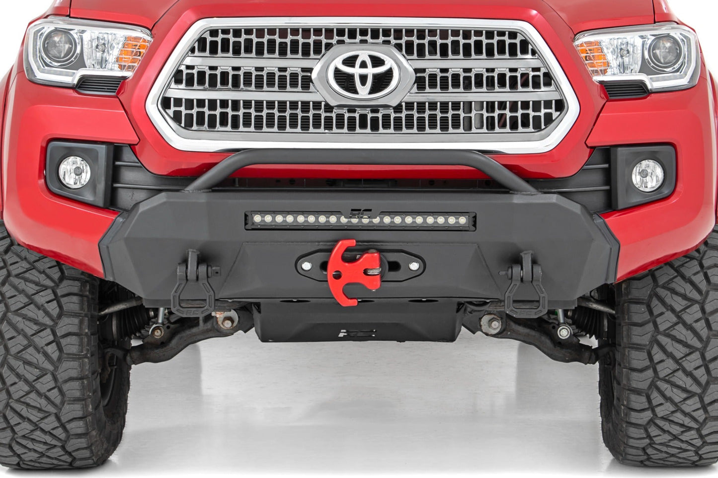 Rough Country (10715) Front Bumper | Hybrid | 12000-Lb Pro Series Winch | Synthetic Rope | Toyota Tacoma (16-23)