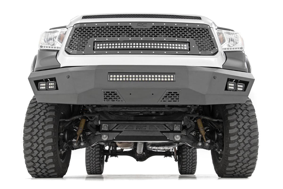 Rough Country (70224) Mesh Grille | 30" Dual Row LED | Black | Amber DRL | Toyota Tundra (14-17)