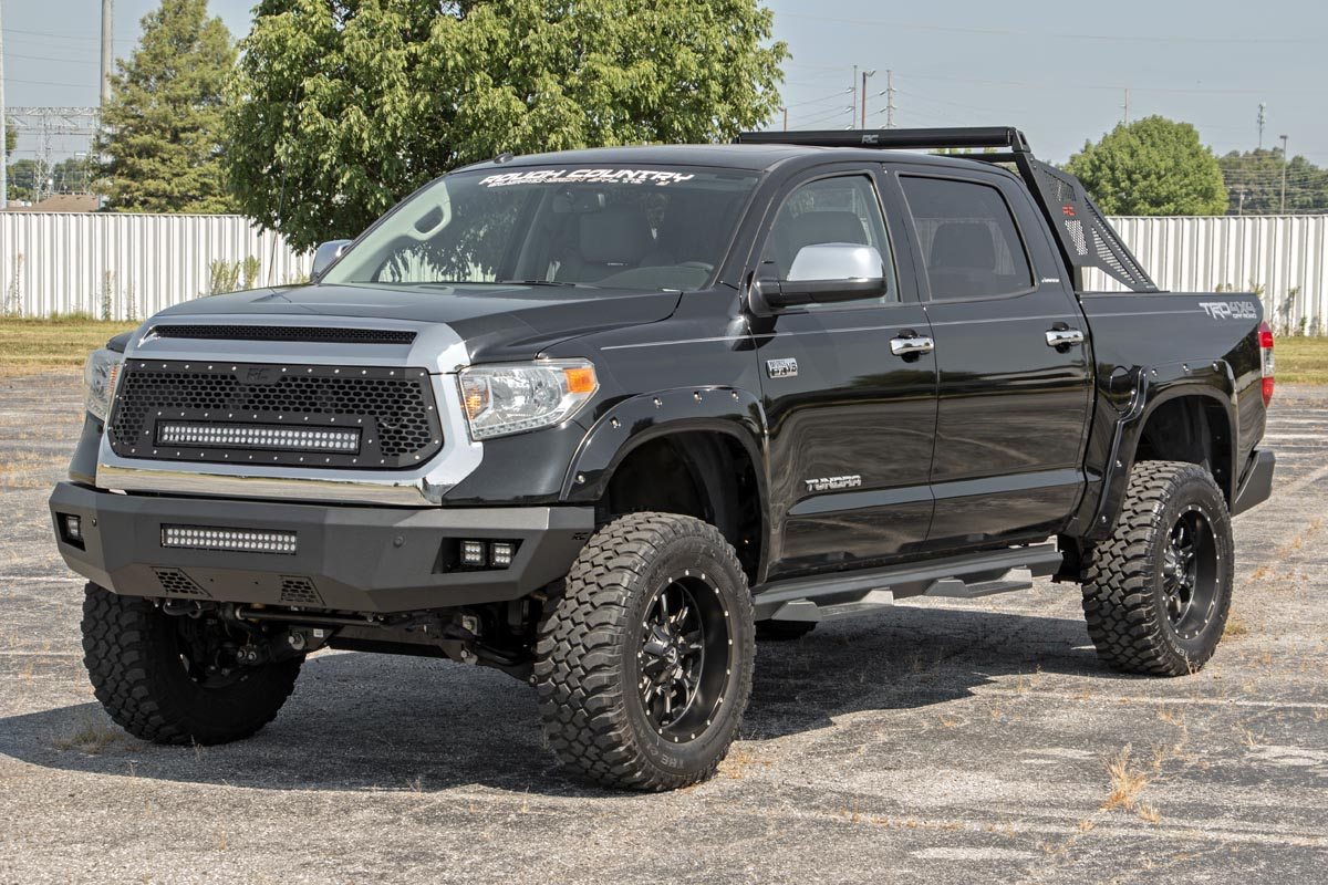 Rough Country (70224) Mesh Grille | 30" Dual Row LED | Black | Amber DRL | Toyota Tundra (14-17)