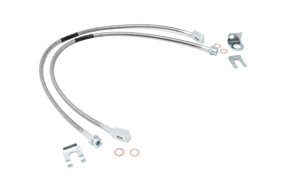 Rough Country (89702) Brake Lines | Stainless | FR | 4-6" Lift | Jeep Cherokee XJ (84-01)/Wrangler TJ (97-06)