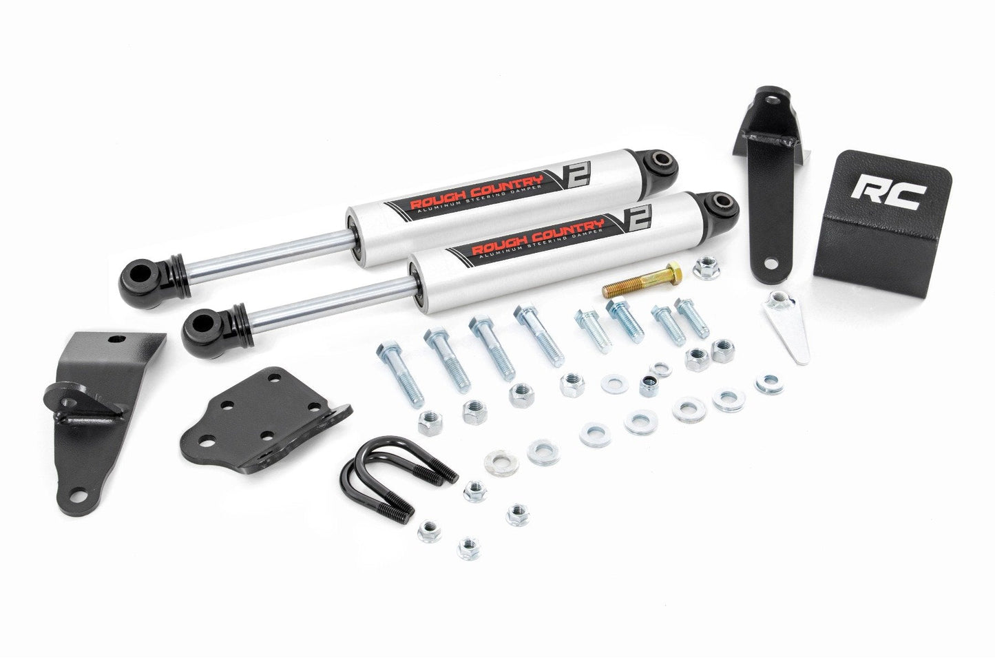 Rough Country (8749570) V2 Steering Stabilizer | Dual | 2-8 Inch Lift | Ram 2500 4WD (10-13)