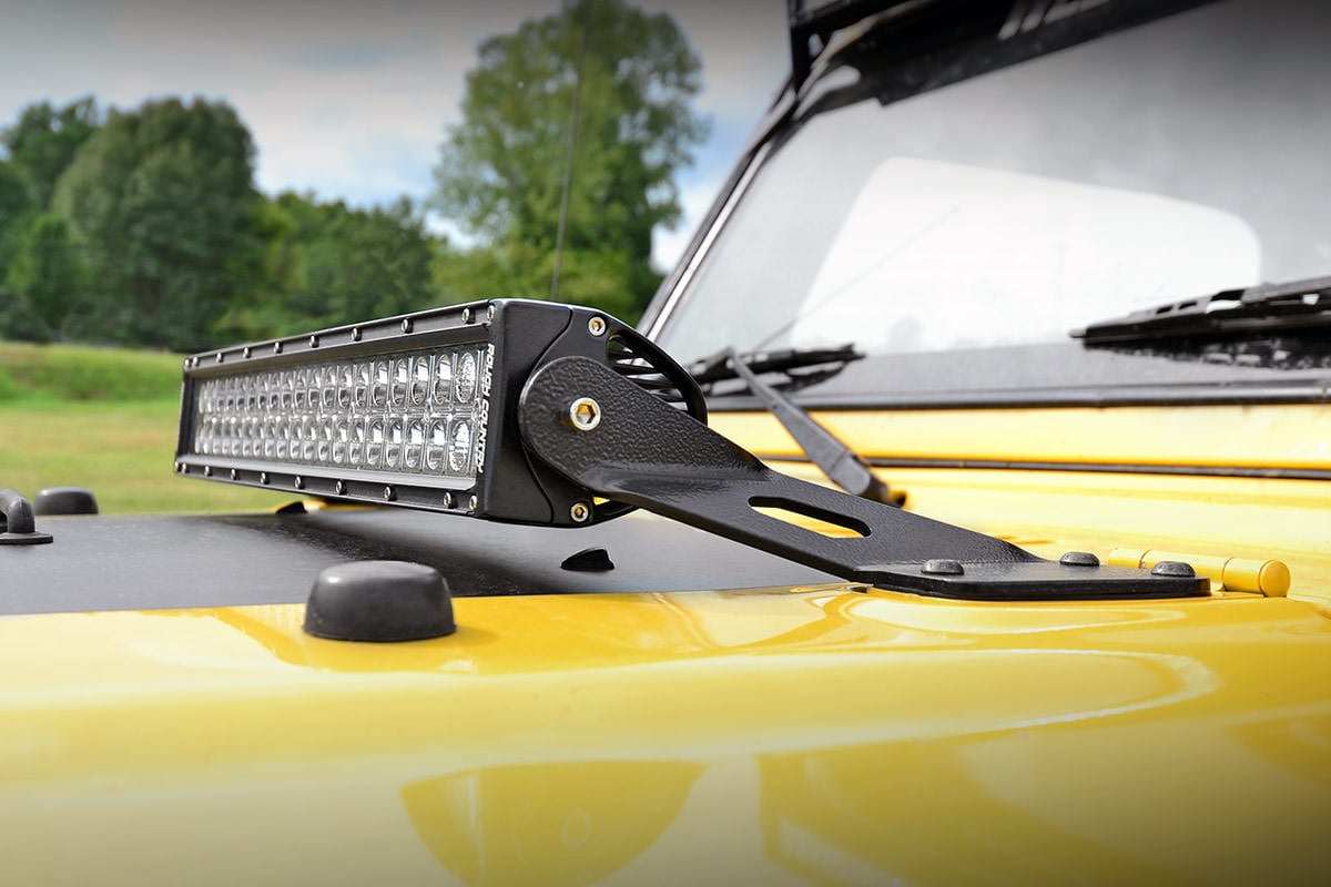 Rough Country (70210) LED Light Mount | Hood | 20" | Jeep Wrangler TJ 4WD (1997-2006)
