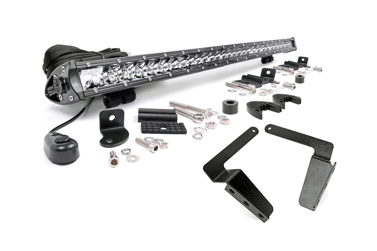 Rough Country (70656) LED Light Kit | Bumper Mount | 30" Chrome Single Row | Toyota Tundra (14-21)