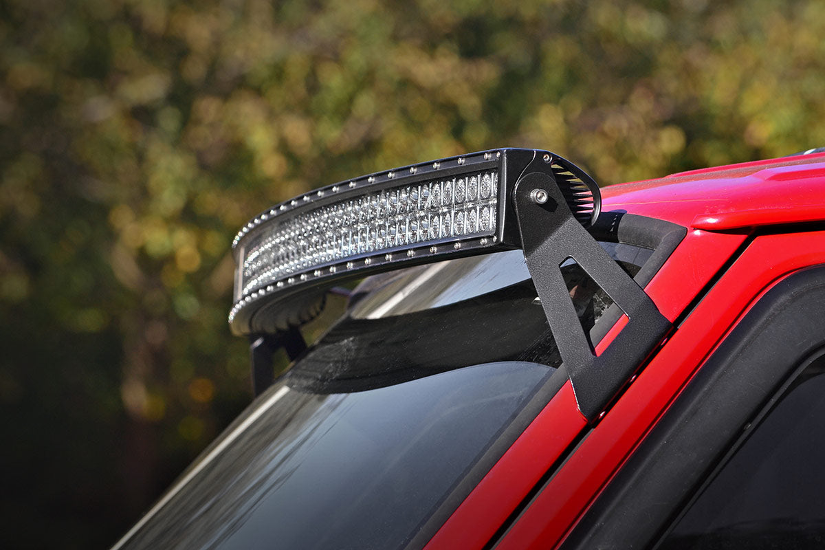 Rough Country (70517) LED Light Mount | Upper Windshield | 50" Curved | Jeep Cherokee XJ (84-01)