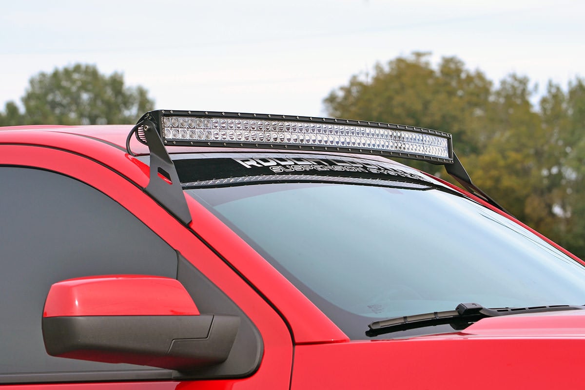 Rough Country (70514) LED Light Mount | Upper Windshield | 54" Curved | Chevy/GMC 1500 (14-18)