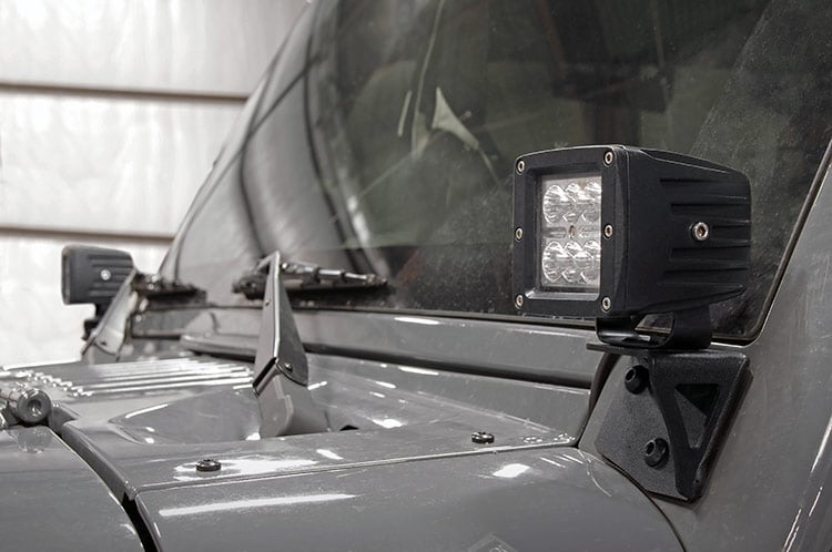 Rough Country (70044) LED Light Mount | Lower Windshield | Pod | Jeep Wrangler JK (07-18)