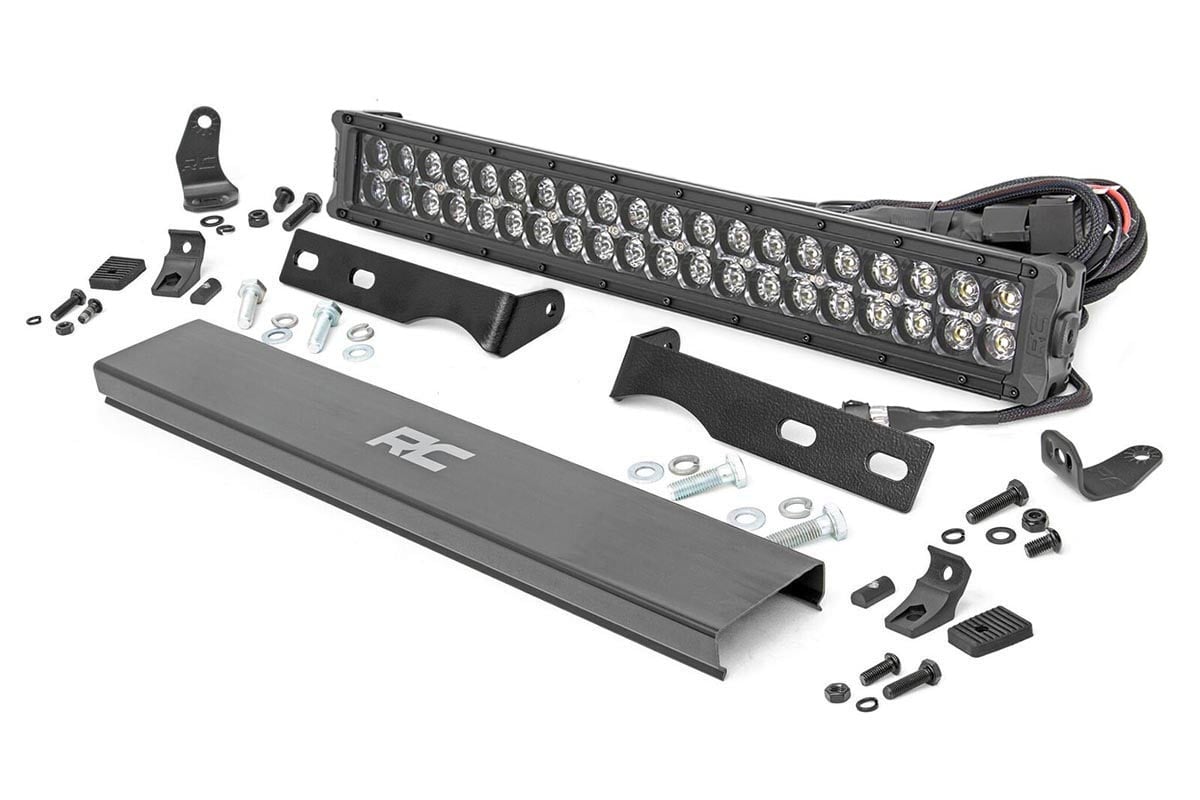 Rough Country (70773DRL) LED Light Kit | Bumper Mount | 20" Black Dual Row | White DRL | Jeep Grand Cherokee WK2 (11-20)