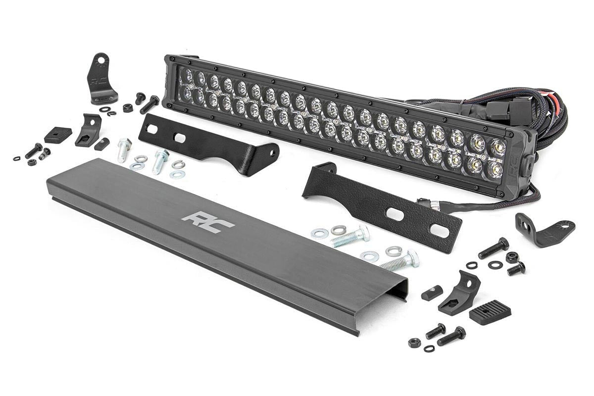 Rough Country (70773DRLA) LED Light Kit | Bumper Mount | 20" Black Dual Row| Amber DRL | Jeep Grand Cherokee WK2 (11-20)