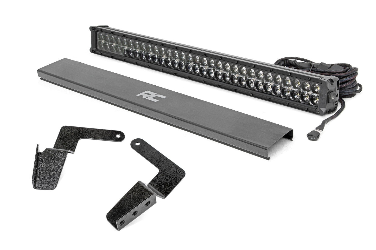 Rough Country (70652DRL) LED Light Kit | Bumper Mount | 30" Black Dual Row | White DRL | Toyota FJ Cruiser (07-14)