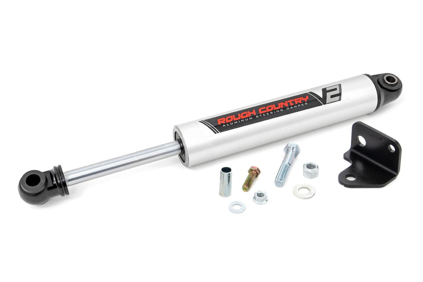 Rough Country (8730670) V2 Steering Stabilizer | Relocation Bracket | Jeep Wrangler JK/Wrangler Unlimited (07-18)