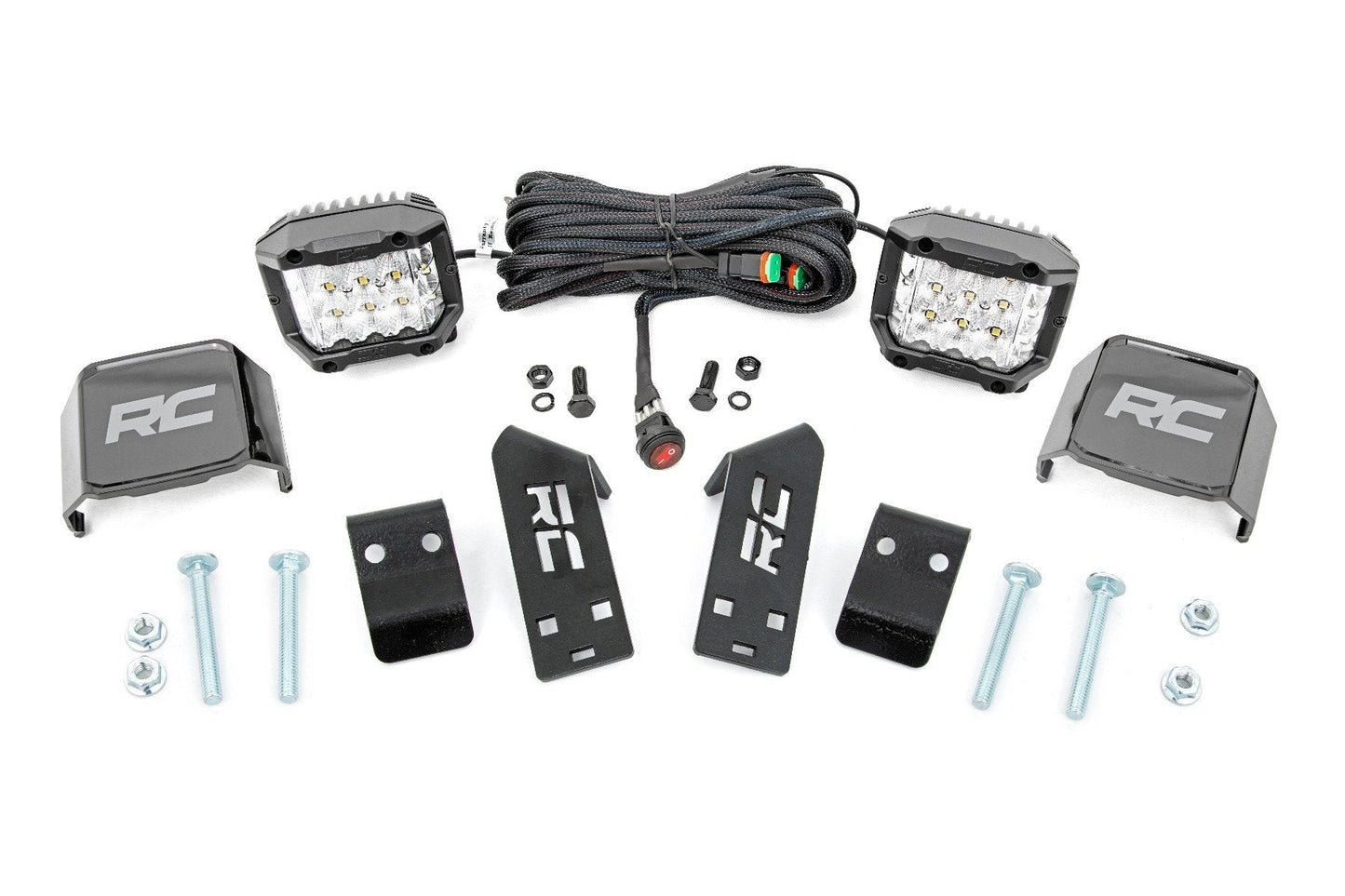 Rough Country (93078) LED Light | A Pillar Mount | 2" Chrome Pair | Wide Angle | Polaris RZR PRO XP